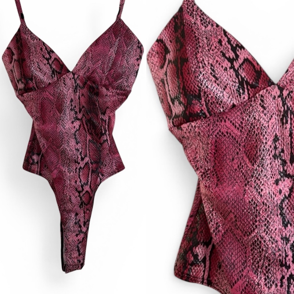 Windsor Pink Snake Print snakeskin Bodysuit